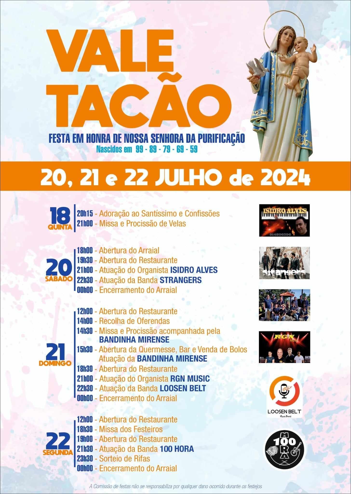Cartaz Festa em Honra de Nossa Senhora da Purificação 2024 - Vale Tacão