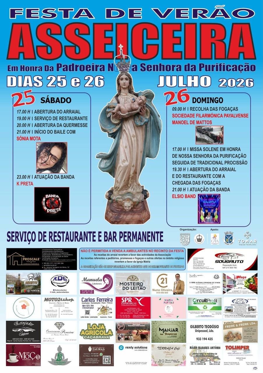 Cartaz Festa em honra de Nossa Senhora da Purificação 2026 - Asseiceira