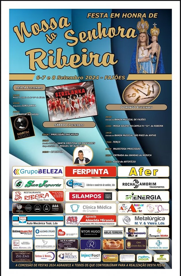 Cartaz Festa em Honra de Nossa Senhora da Ribeira 2024 - Fajões