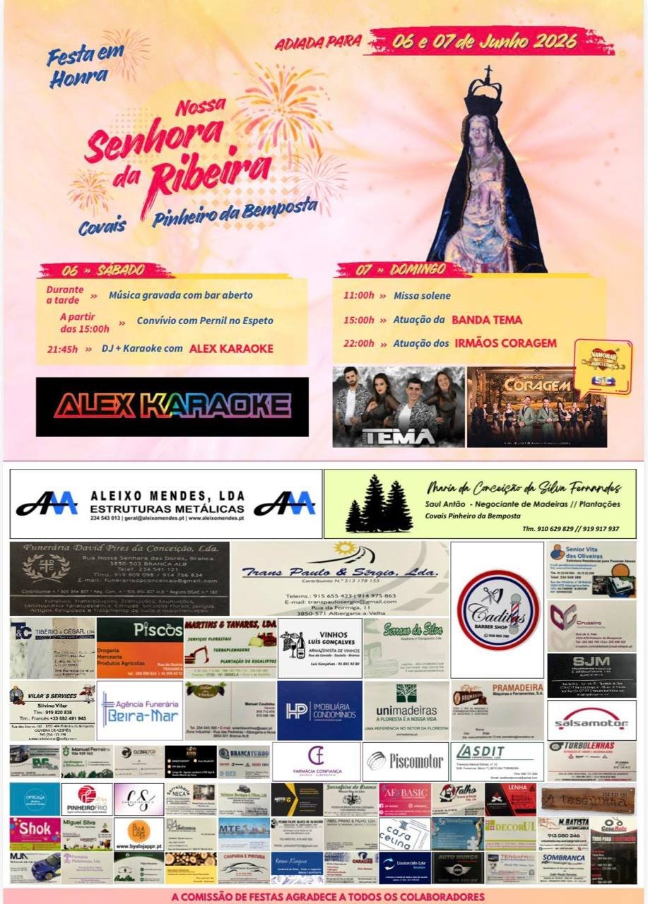 Cartaz Festa em honra de Nossa Senhora da Ribeira 2026 - Covais
