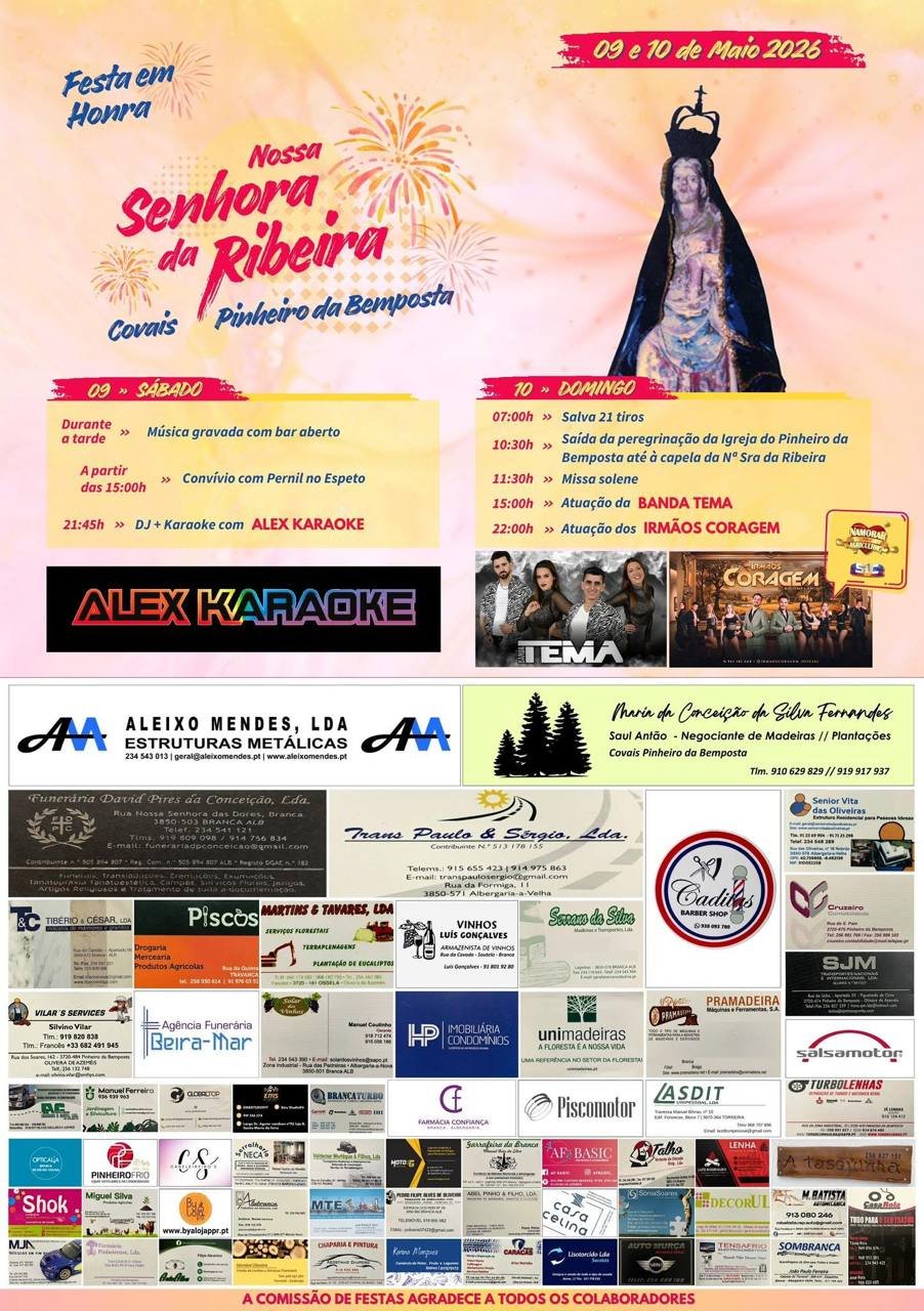 Cartaz Festa em honra de Nossa Senhora da Ribeira 2026 - Covais