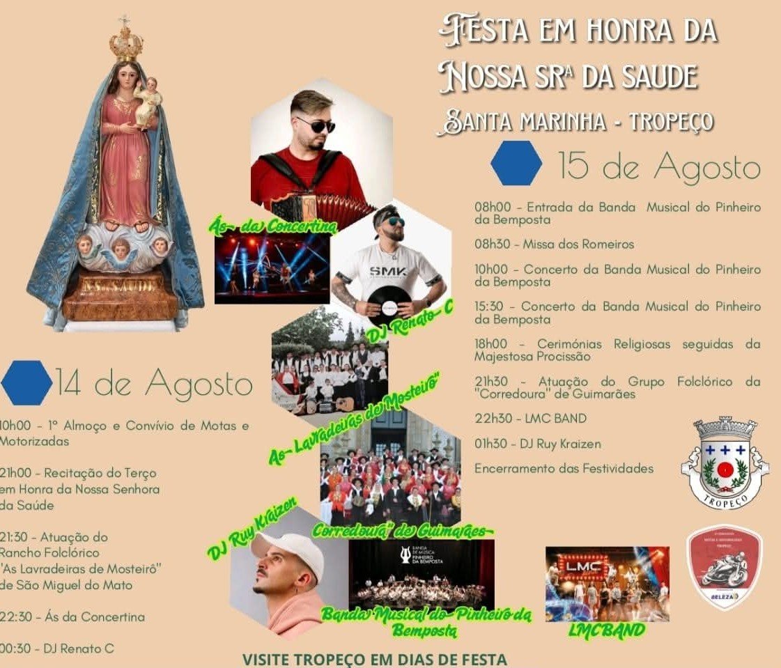 Cartaz Festa em honra de Nossa Senhora da Saúde 2025 - Tropeço