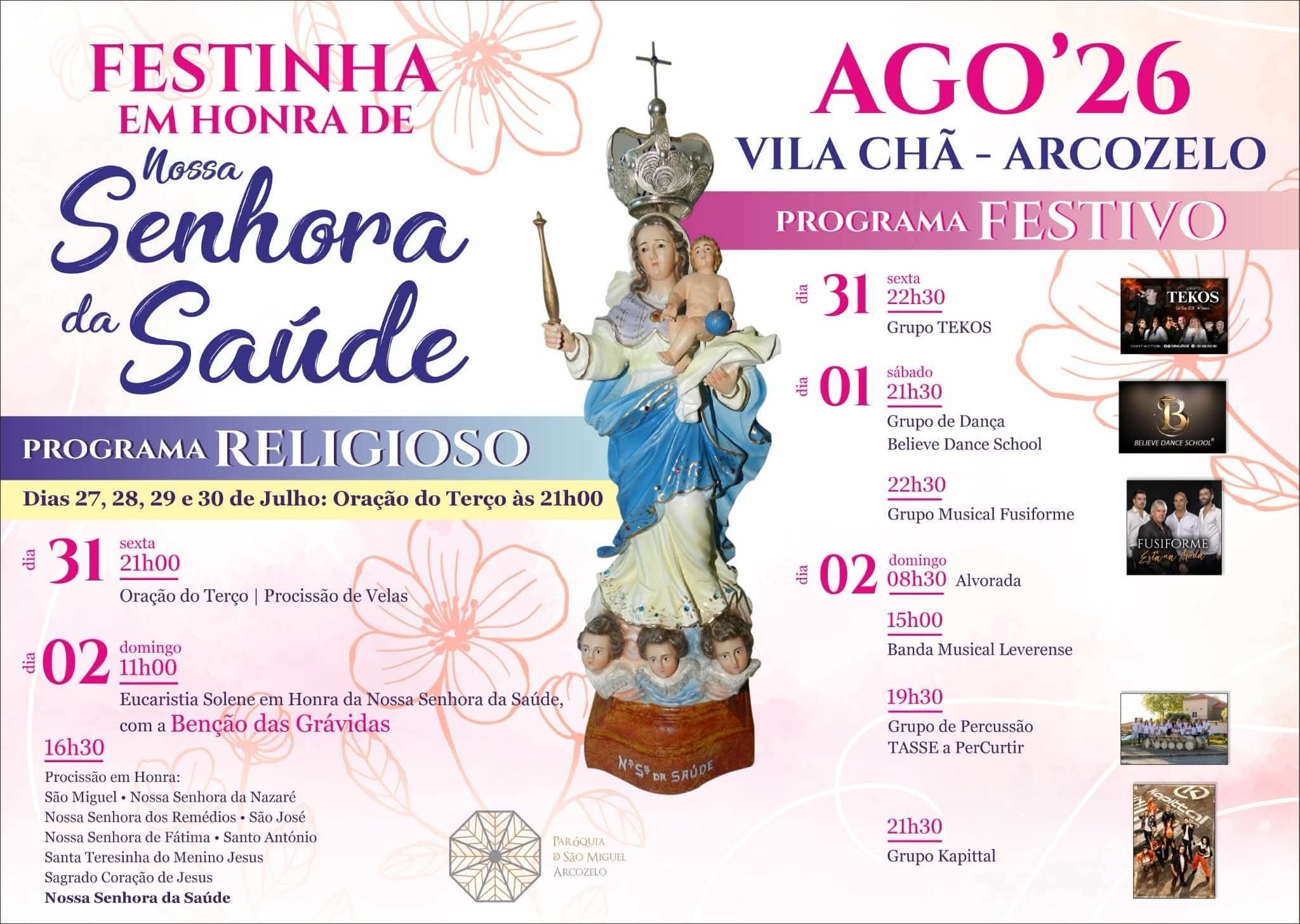 Cartaz Festa em honra de Nossa Senhora da Saúde 2026 - Arcozelo