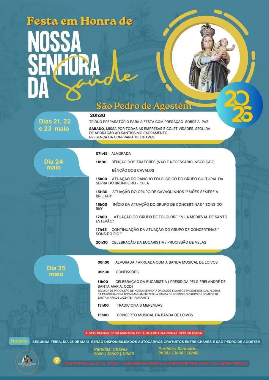 Cartaz Festa em honra de Nossa Senhora da Saúde 2026 - São Pedro de Agostém