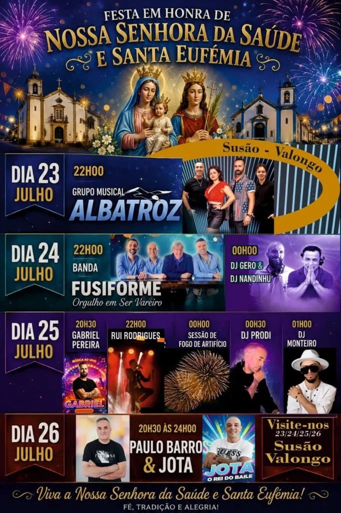 Cartaz Festa em honra de Nossa Senhora da Saúde e Santa Eufémia 2026 - Susão