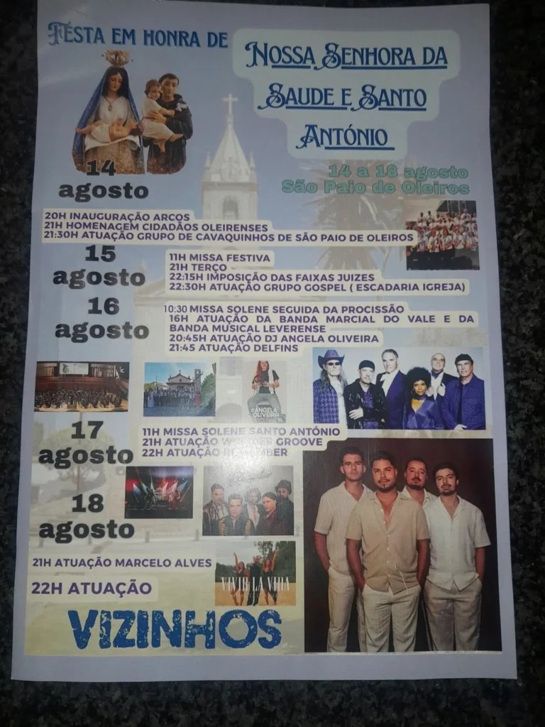 Cartaz Festa em honra de Nossa Senhora da Saúde e Santo António 2026 - São Paio de Oleiros