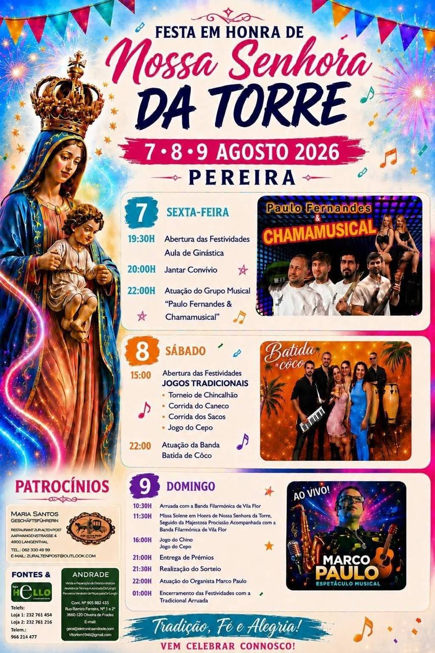 Cartaz Festa em honra de Nossa Senhora da Torre 2026 - Pereira
