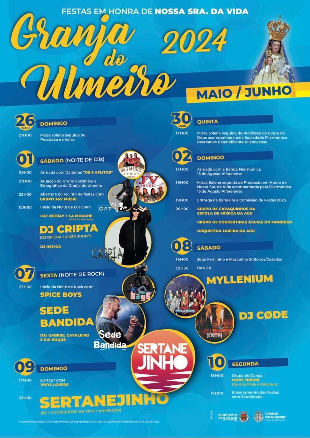Cartaz Festa em honra de Nossa Senhora da Vida 2024 - Granja do Ulmeiro