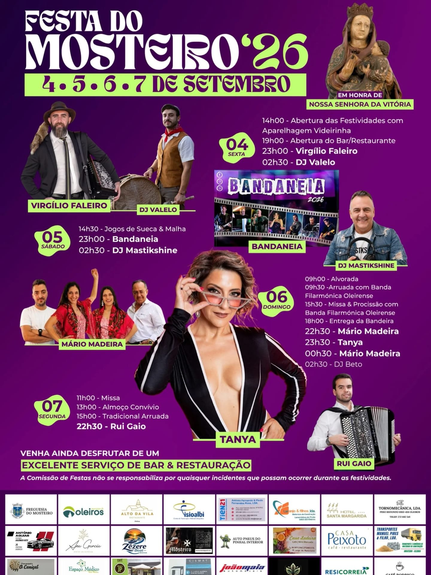 Cartaz Festa em honra de Nossa Senhora da Vitória 2026 - Mosteiro