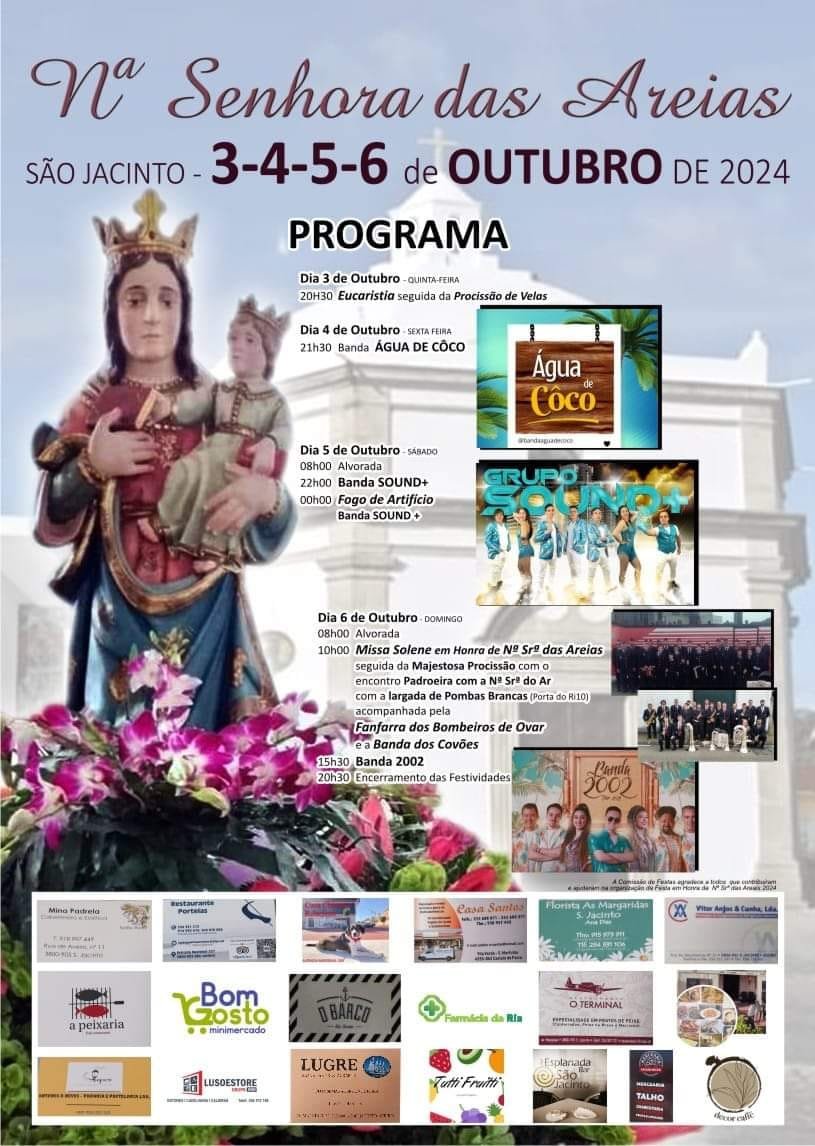 Cartaz Festa em honra de Nossa Senhora das Areias 2024 - São Jacinto