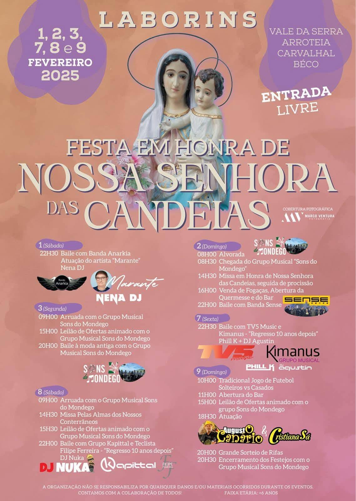 Cartaz Festa em Honra de Nossa Senhora das Candeias 2025 - Laborins