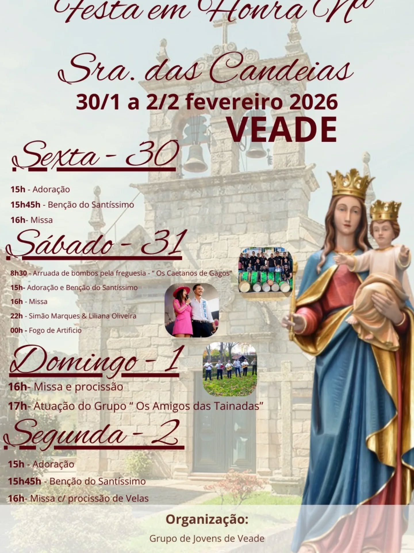 Cartaz Festa em Honra de Nossa Senhora das Candeias 2026 - Celorico de Basto