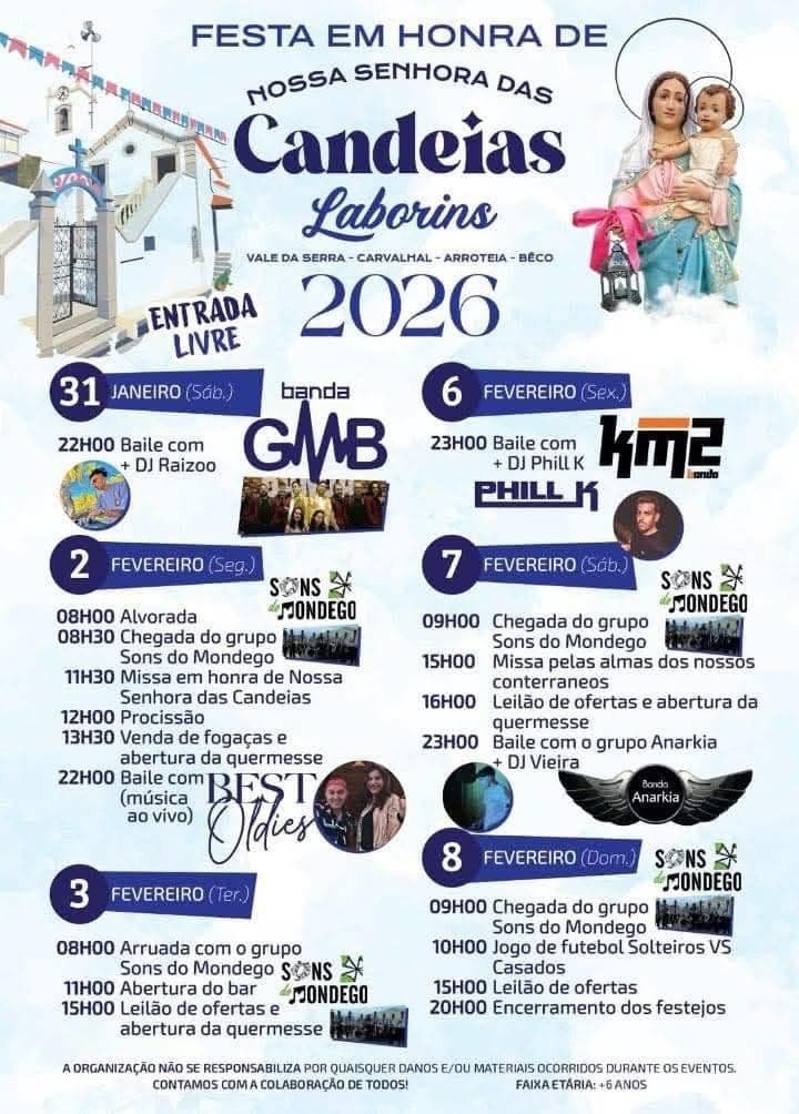 Cartaz Festa em honra de Nossa Senhora das Candeias 2026 - Laborins