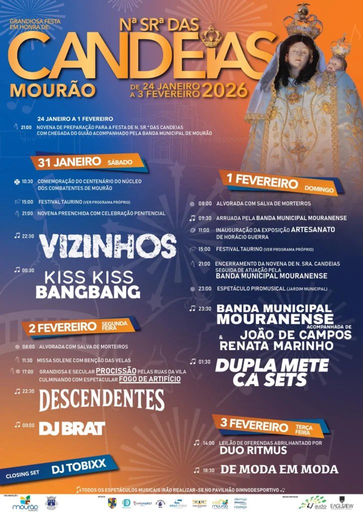 Cartaz Festa em honra de Nossa Senhora das Candeias 2026 - Mourão