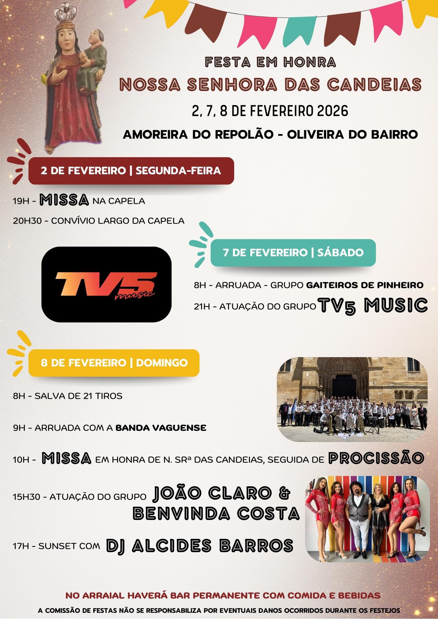 Cartaz Festa em Honra de Nossa Senhora das Candeias 2026 - Oliveira do Bairro