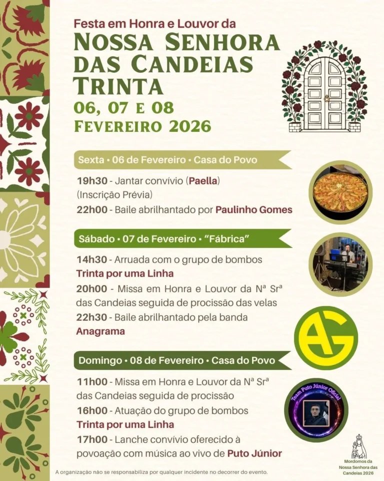 Cartaz Festa em honra de Nossa Senhora das Candeias 2026 - Trinta