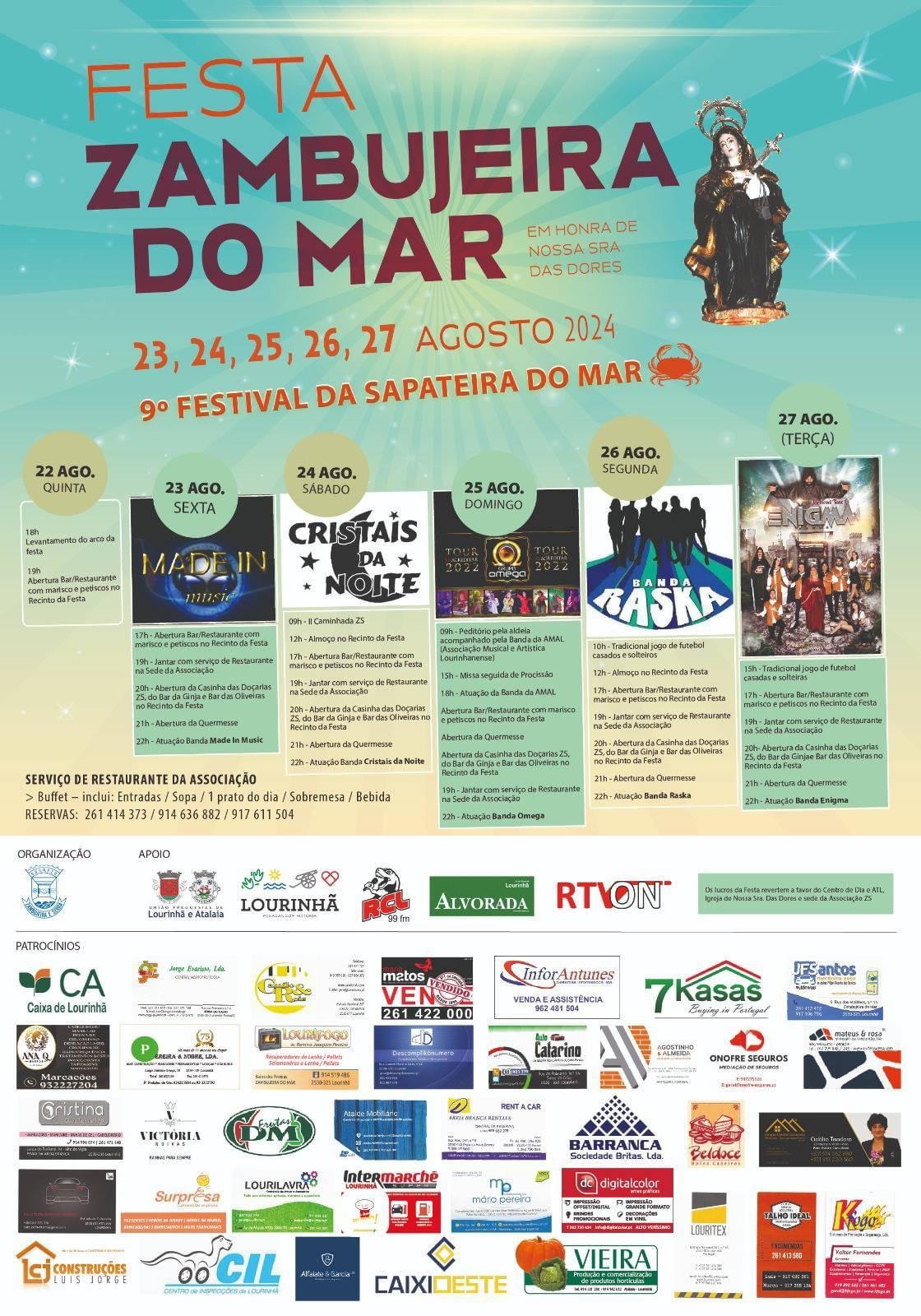 Cartaz Festa em honra de nossa Senhora das Dores 2024 - Zambujeira do Mar