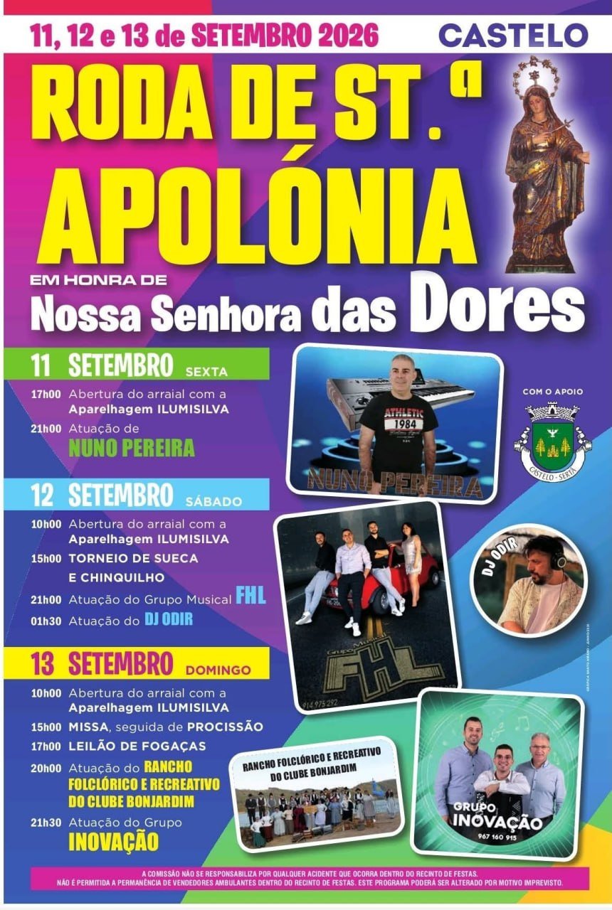 Cartaz Festa em honra de Nossa Senhora das Dores 2026 - Castelo