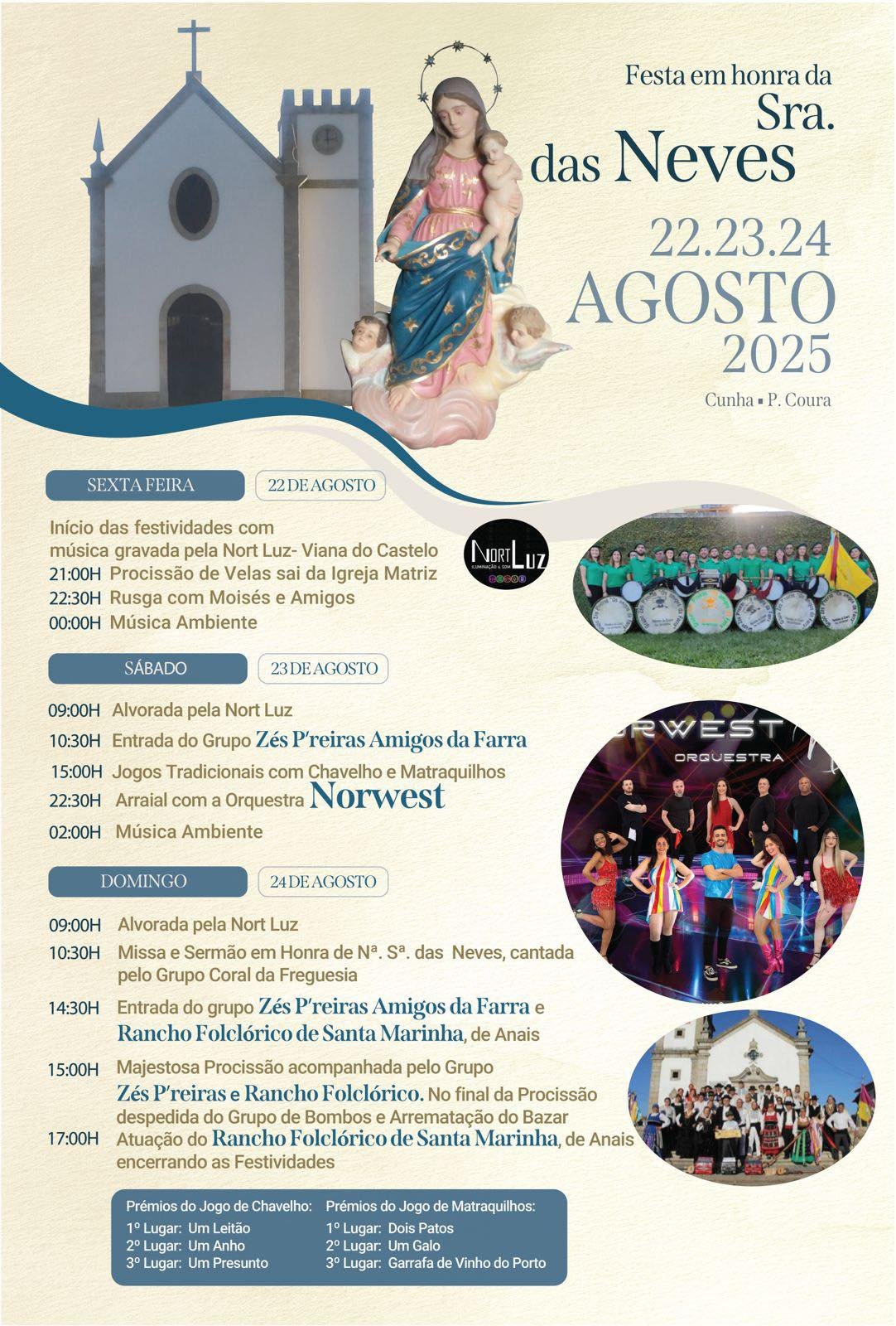 Cartaz Festa em Honra de Nossa Senhora das Neves 2025 - Cunha