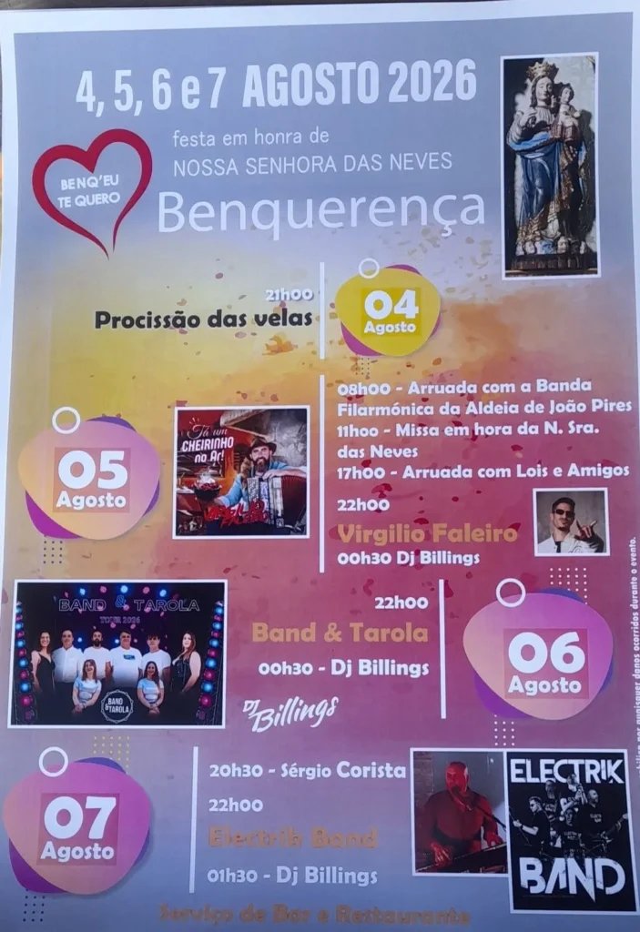 Cartaz Festa em honra de Nossa Senhora das Neves 2026 - Benquerença