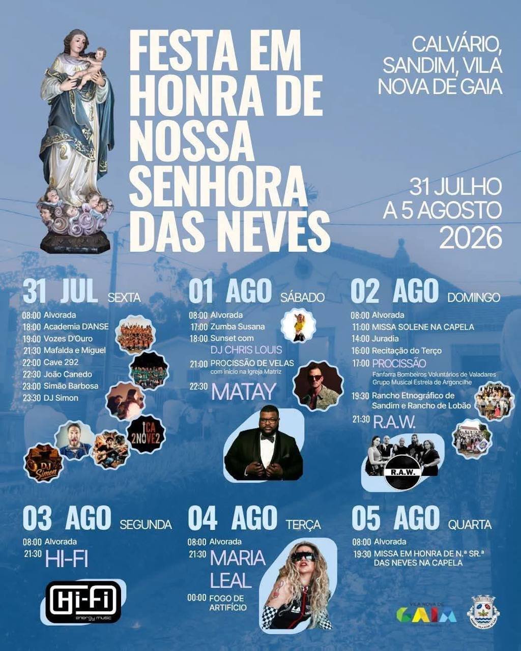 Cartaz Festa em honra de Nossa Senhora das Neves 2026 - Calvário