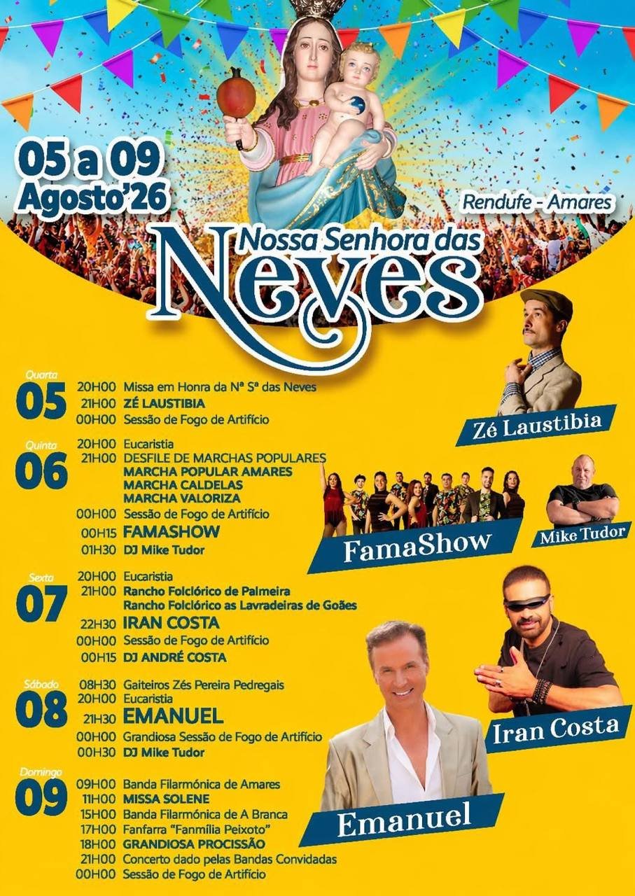 Cartaz Festa em honra de Nossa Senhora das Neves 2026 - Rendufe