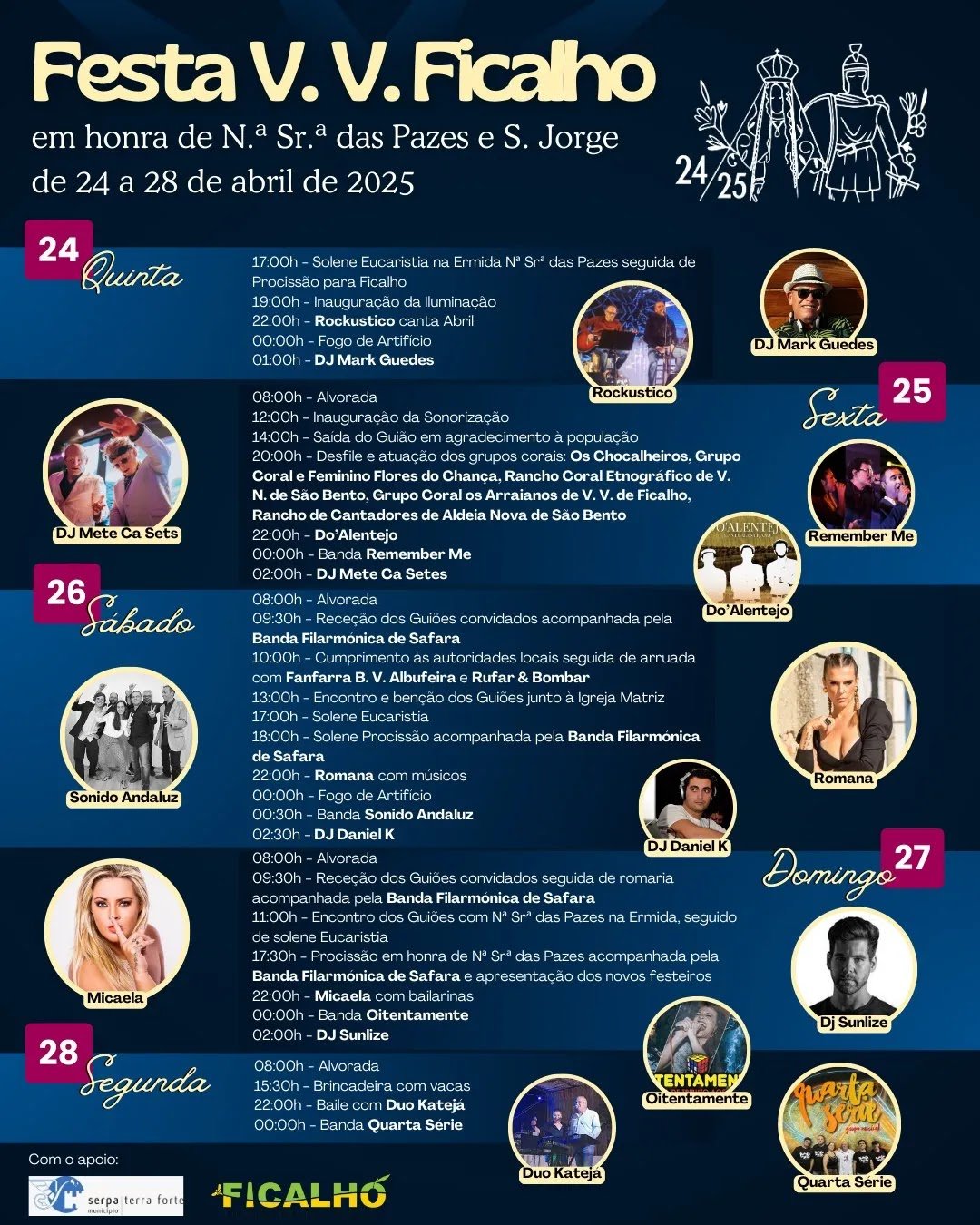 Cartaz Festa em Honra de Nossa Senhora das Pazes 2025 - Vila Verde de Ficalho