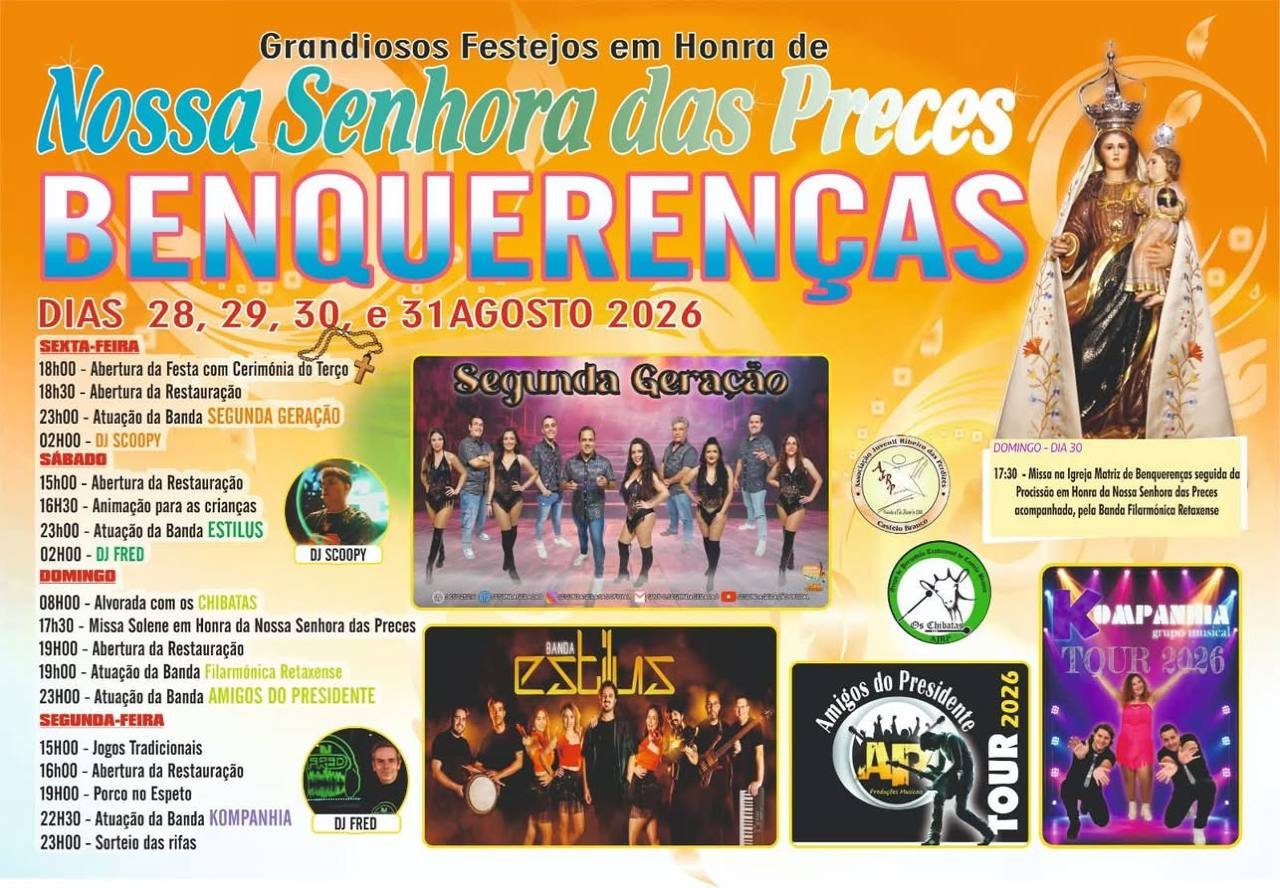 Cartaz Festa em honra de Nossa Senhora das Preces 2026 - Benquerença