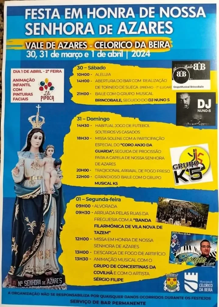 Cartaz Festa em Honra de Nossa Senhora de Azares 2024 - Vale de Azares