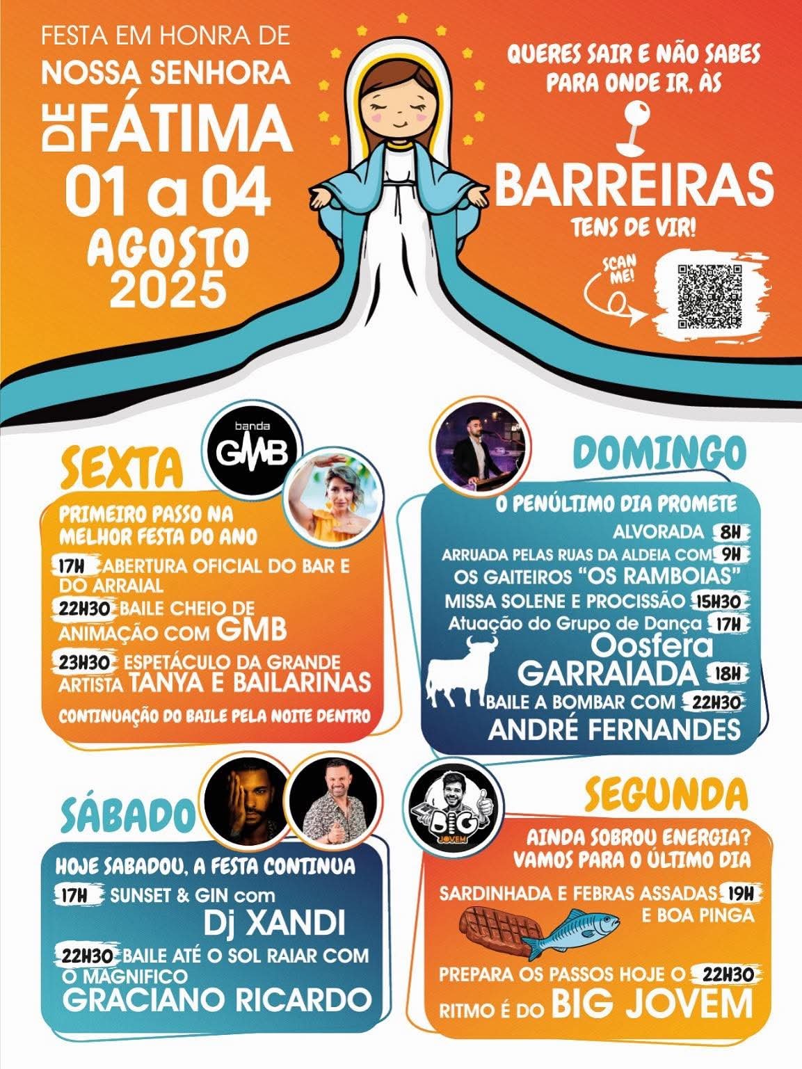 Cartaz Festa em honra de nossa senhora de Fátima 2025 - Barreiras