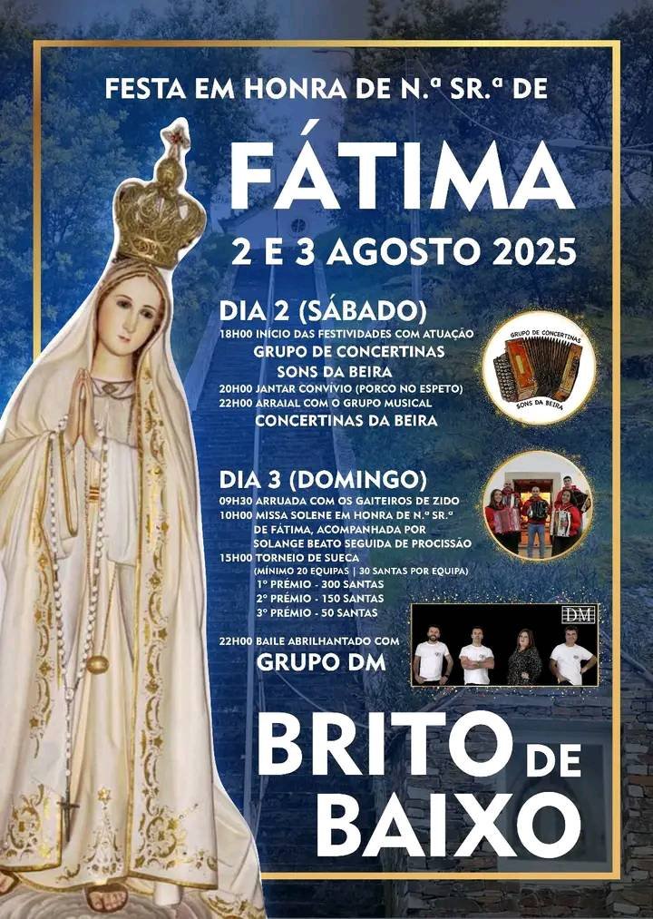 Cartaz Festa em Honra de Nossa Senhora de Fátima 2025 - Brito de Baixo