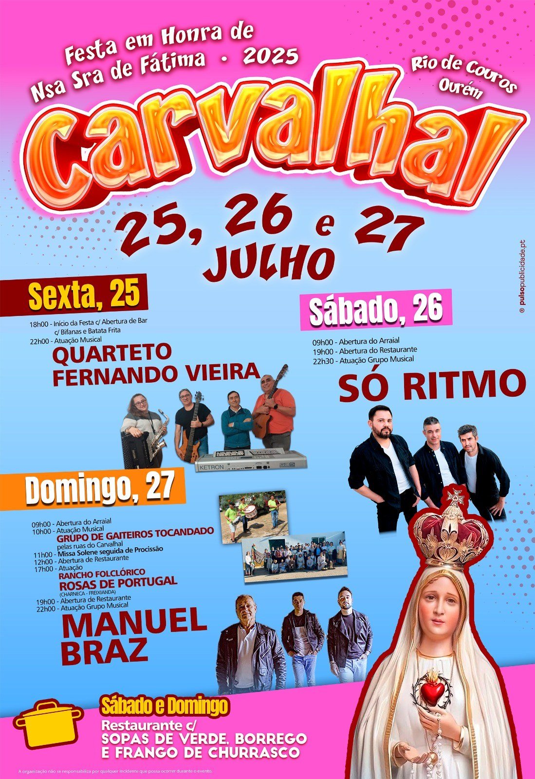 Cartaz Festa em Honra de Nossa Senhora de Fátima 2025 -  Carvalhal