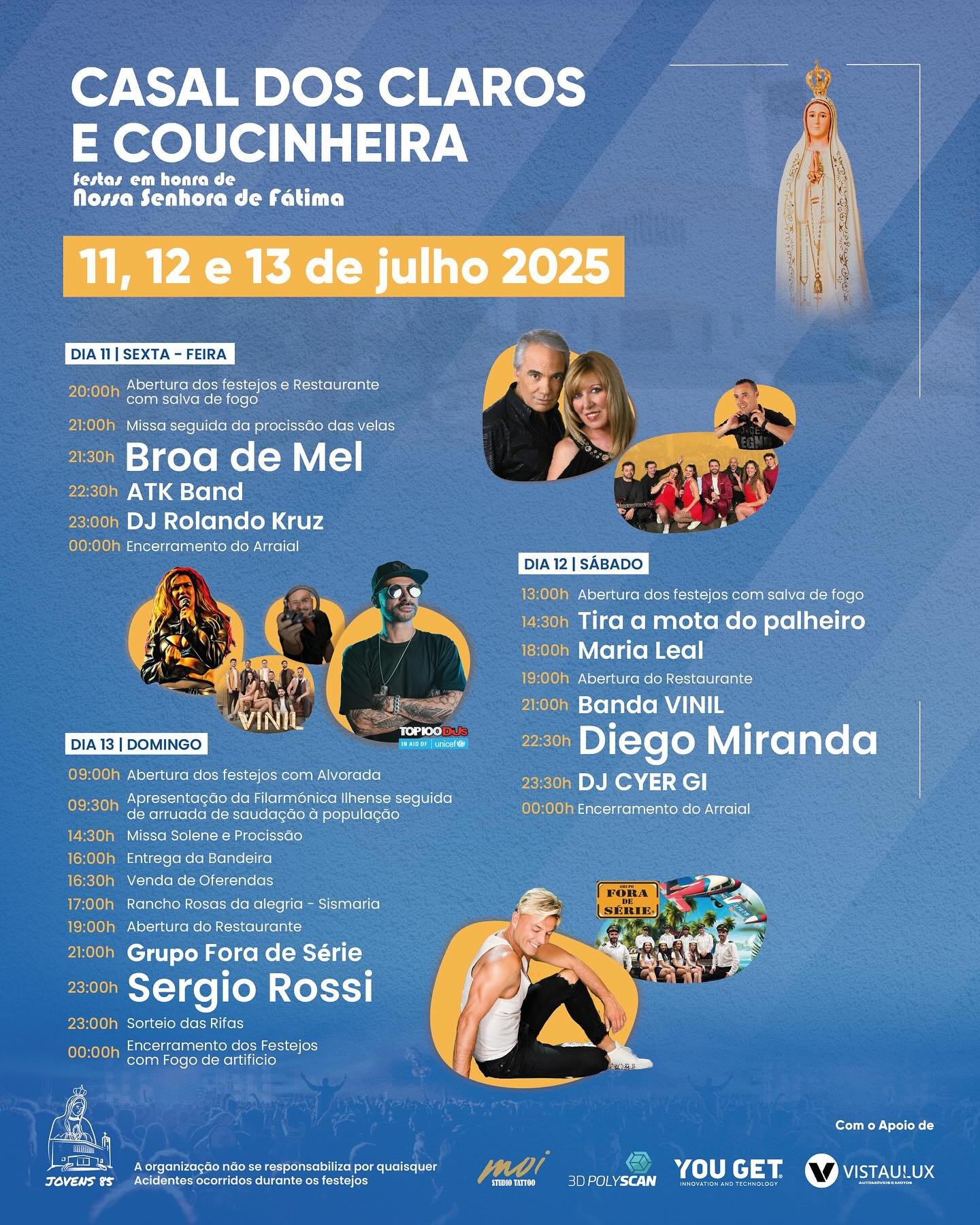 Cartaz Festa em Honra de Nossa Senhora de Fátima 2025 - Casal dos Claros