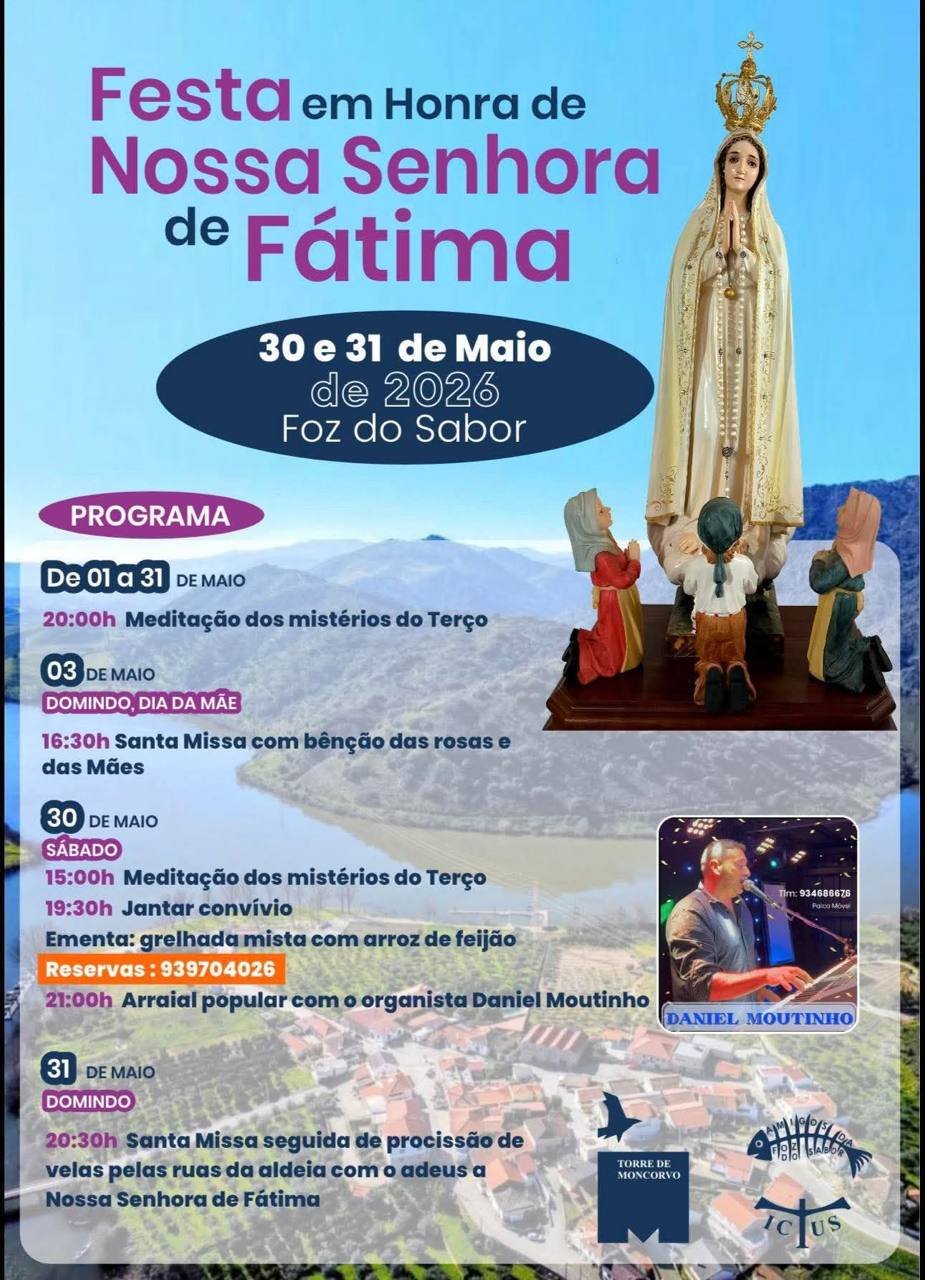 Cartaz Festa em honra de Nossa Senhora de Fátima 2026 - Foz do Sabor