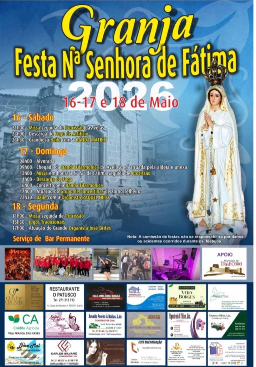 Cartaz Festa em honra de Nossa Senhora de Fátima 2026 - Granja