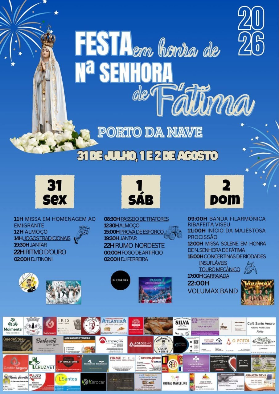Cartaz Festa em honra de Nossa Senhora de Fátima 2026 - Porto da Nave
