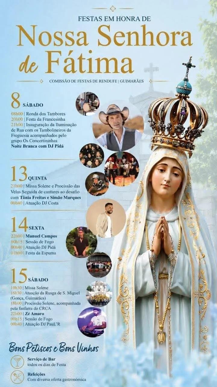 Cartaz Festa em honra de Nossa Senhora de Fátima 2026 - Rendufe