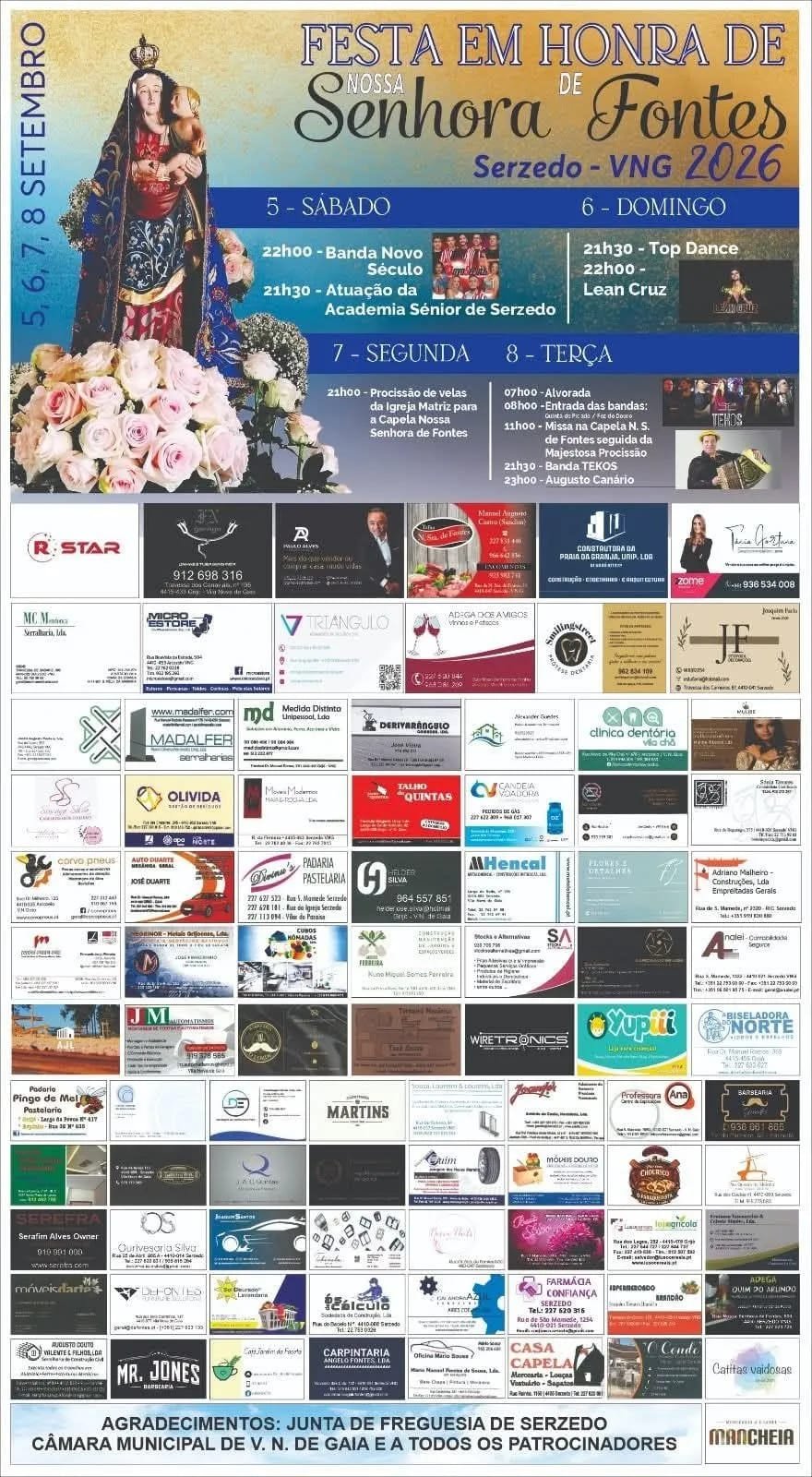 Cartaz Festa em honra de Nossa Senhora de Fontes 2026 - Serzedo