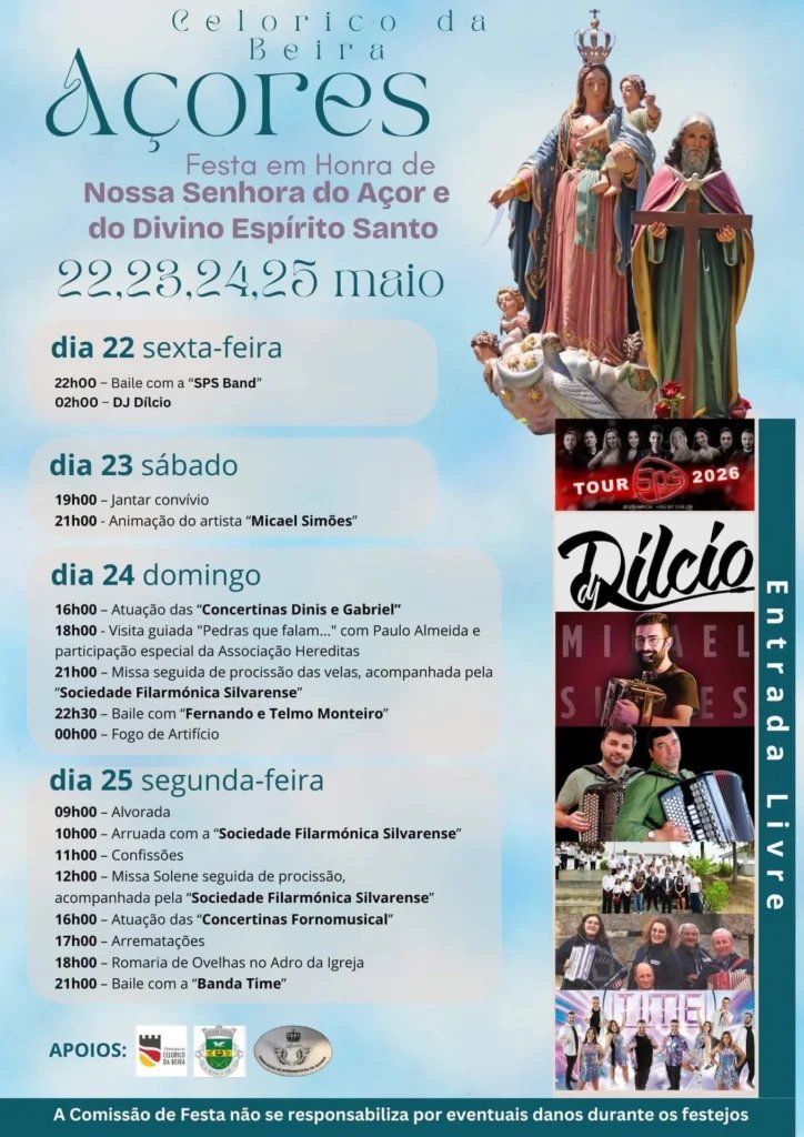 Cartaz Festa em honra de Nossa Senhora do Açor e do Divino Espírito Santo 2026 - Açores
