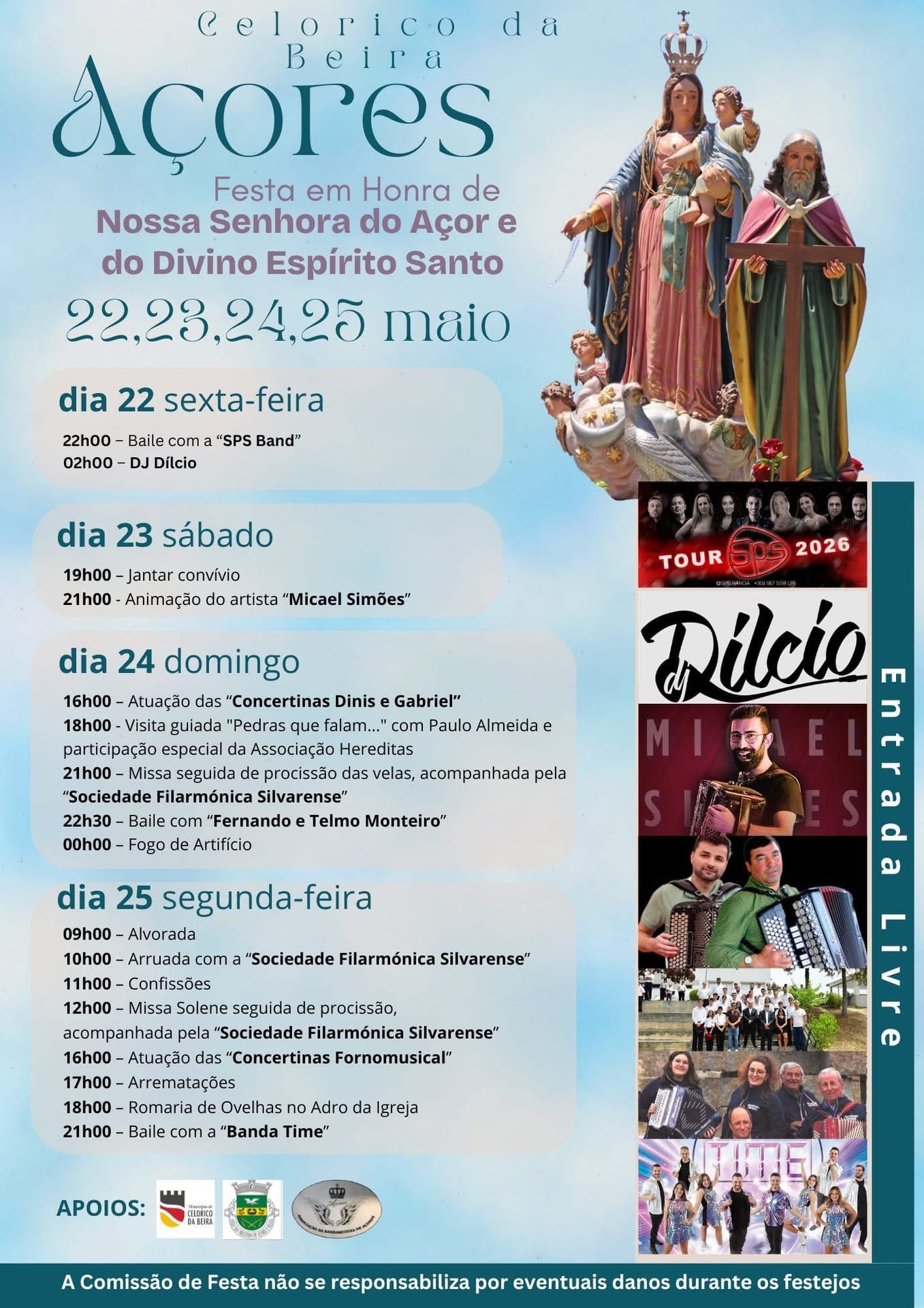 Cartaz Festa em honra de Nossa Senhora do Açor e do Divino Espírito Santo 2026 - Celorico da Beira