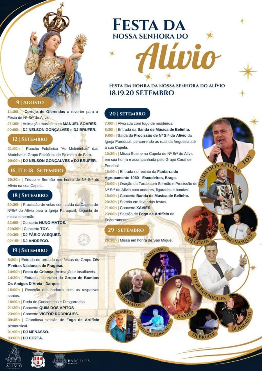 Cartaz Festa em honra de Nossa Senhora do Alívio 2026 - Barcelinhos