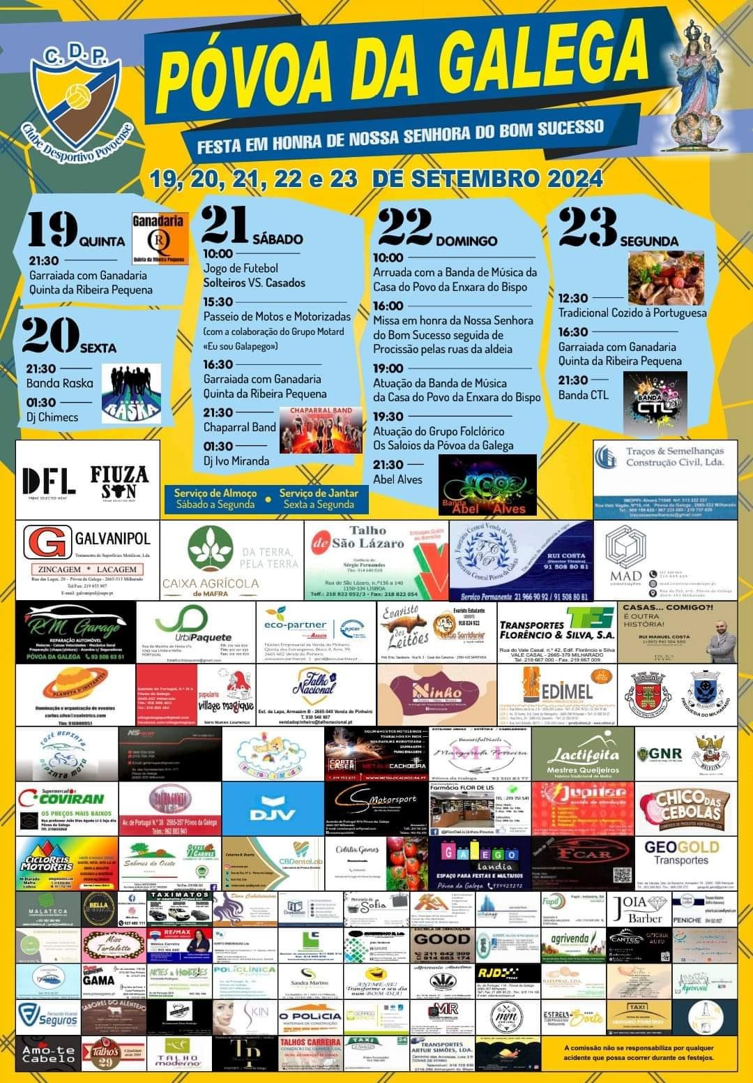 Cartaz Festa em Honra de Nossa Senhora do Bom Sucesso 2024 - Póvoa da Galega