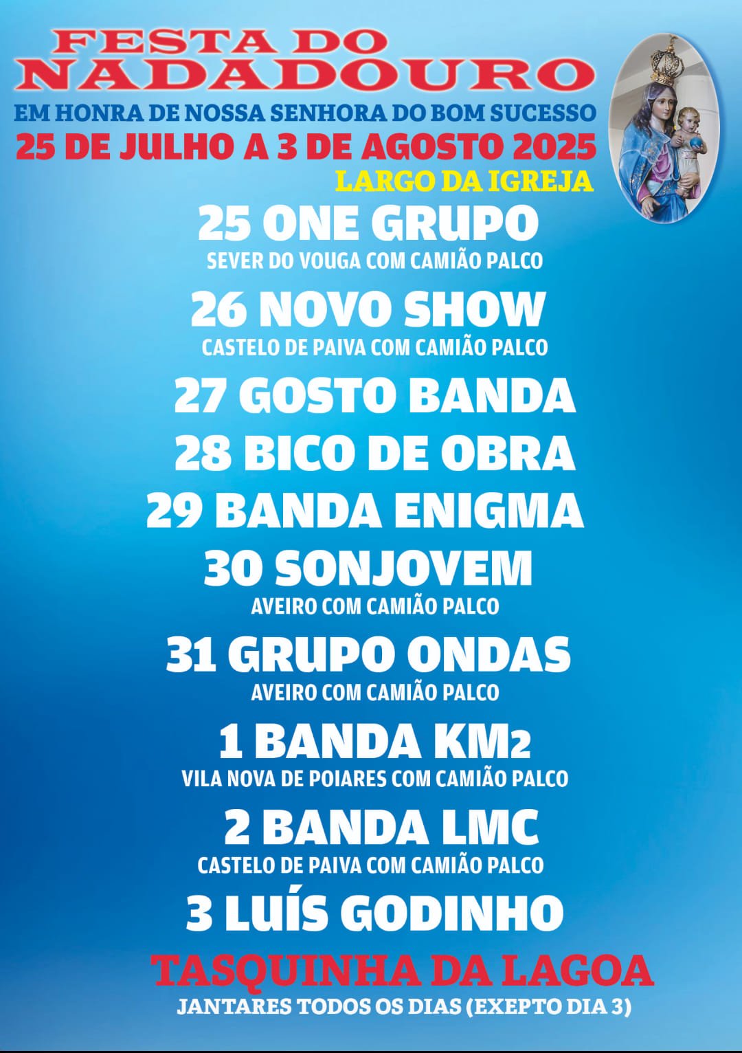 Cartaz Festa em Honra de Nossa Senhora do Bom Sucesso 2025 - Nadadouro