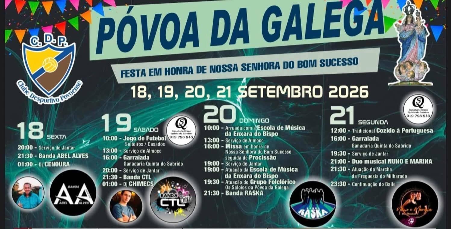 Cartaz Festa em honra de Nossa Senhora do Bom Sucesso 2026 - Póvoa da Galega