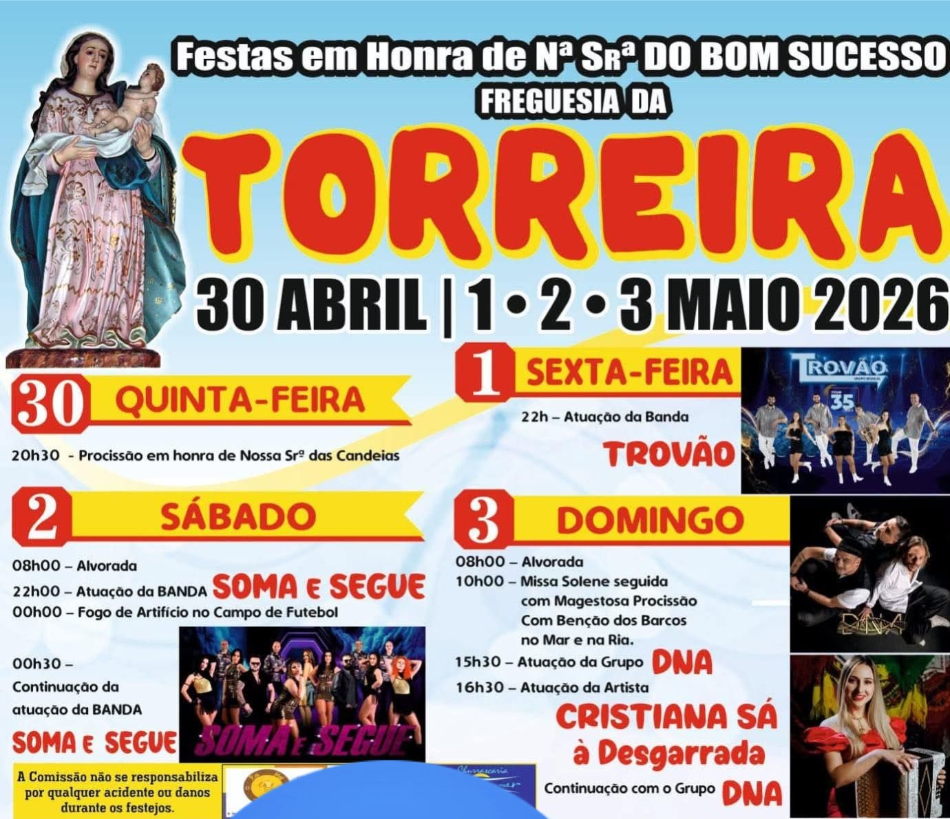 Cartaz Festa em honra de Nossa Senhora do Bom Sucesso 2026 - Torreira