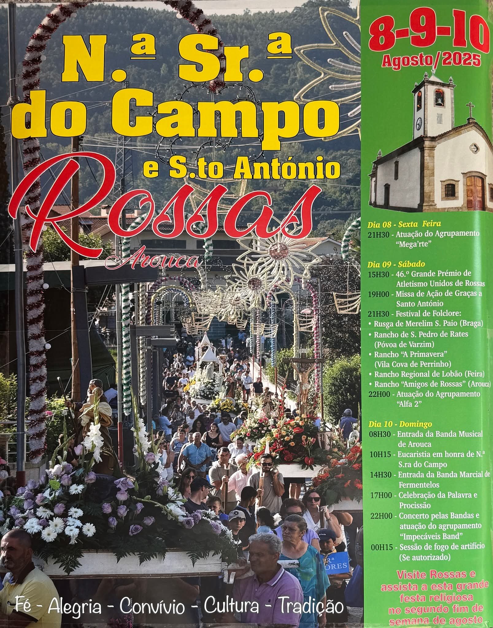 Cartaz Festa em honra de Nossa Senhora do Campo e Santo António 2025 - Rossas