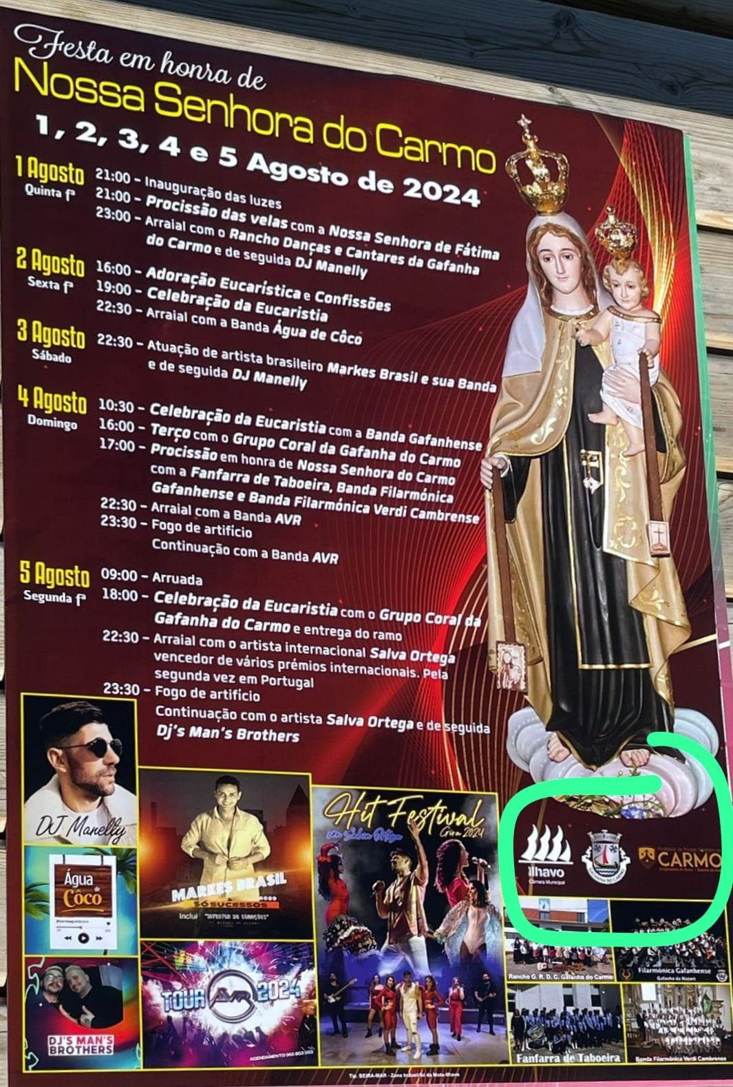 Cartaz Festa em Honra de Nossa Senhora do Carmo 2024 - Ílhavo