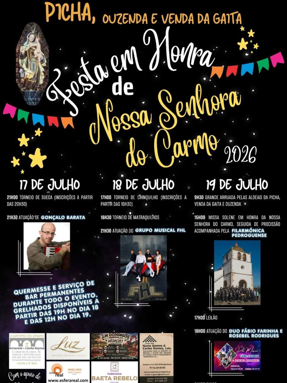 Cartaz Festa em honra de Nossa Senhora do Carmo 2026 - Picha