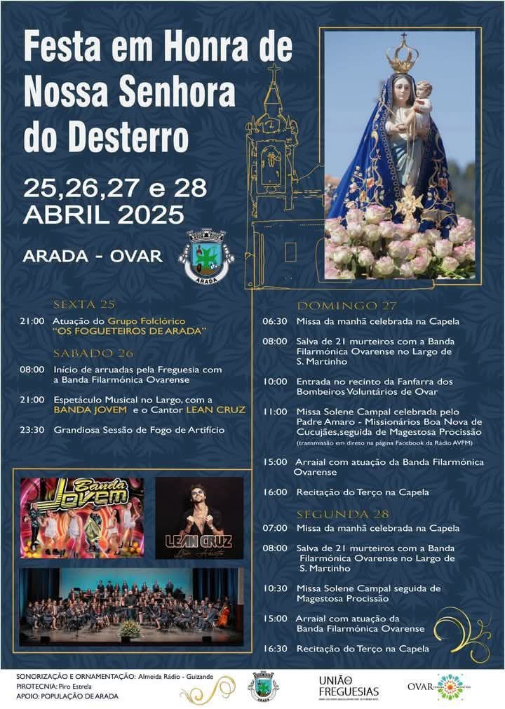 Cartaz Festa em Honra de Nossa Senhora do Desterro 2025 - Arada
