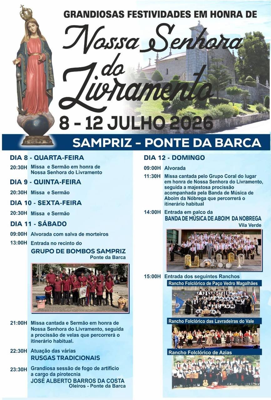 Cartaz Festa em honra de Nossa Senhora do Livramento 2026 - Sampriz